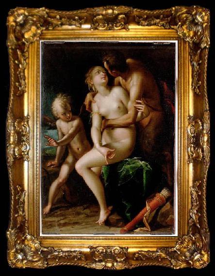 framed  Hans von Aachen Jupiter Antiope und Amor, ta009-2
